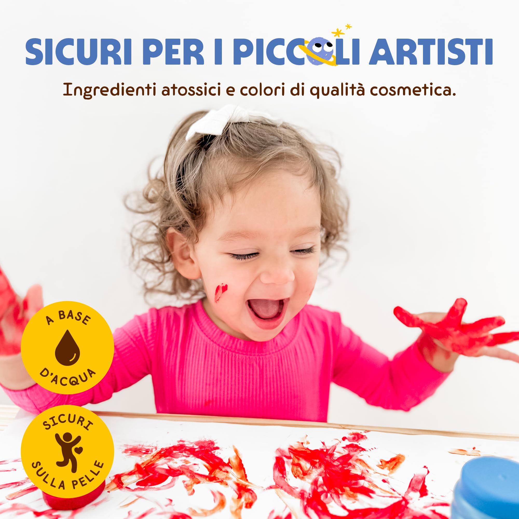 Honeysticks Colori a Dita per Bambini Atossici, 6 Colori per Bambini Brillanti, Lavabili Facilmente da Pelle e Vestiti, a Base d’Acqua ed Ecologici, Sicuri per Bimbi da 1 Anno in Su