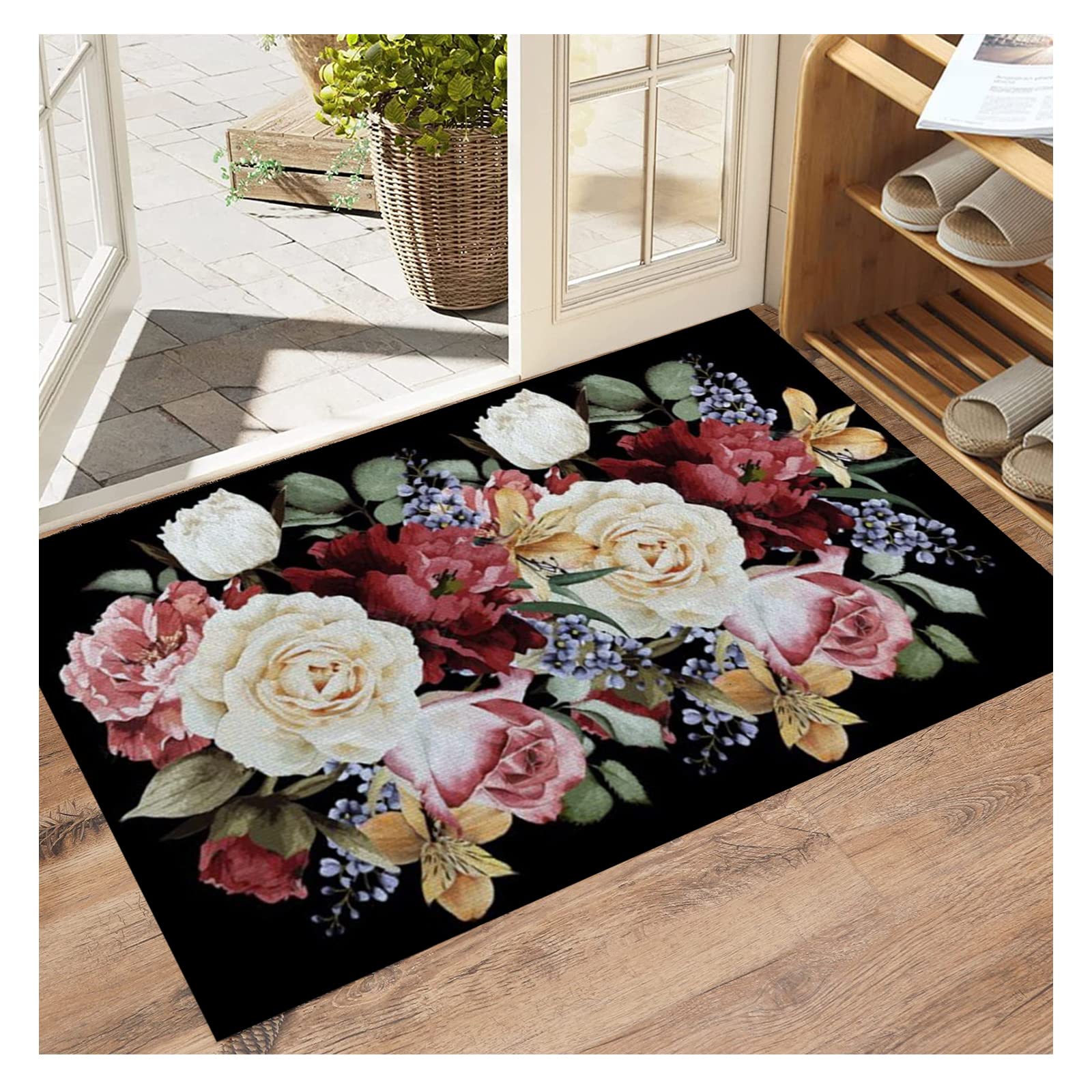 Tapis fleurs cuisine 60x90 pour éliminer les traces de pas et l'humidité au sol
