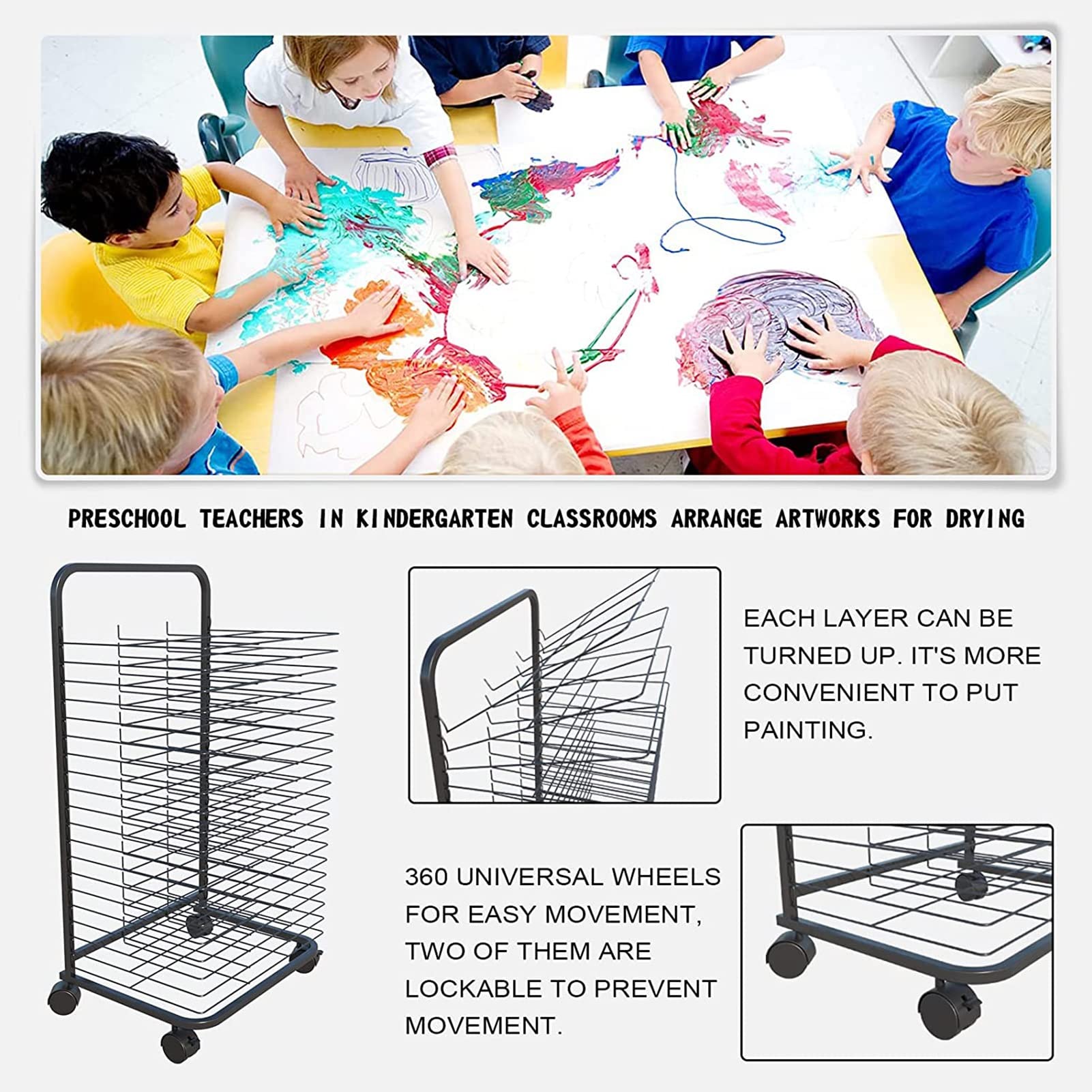 Trockengestell Aus Draht Für Künstlerbedarf, A3-Papier-Trockengestell, Leinwand-Aufbewahrung Für Klassenzimmer, Atelier Und Zuhause, 35-Lagig, 20-Lagig
