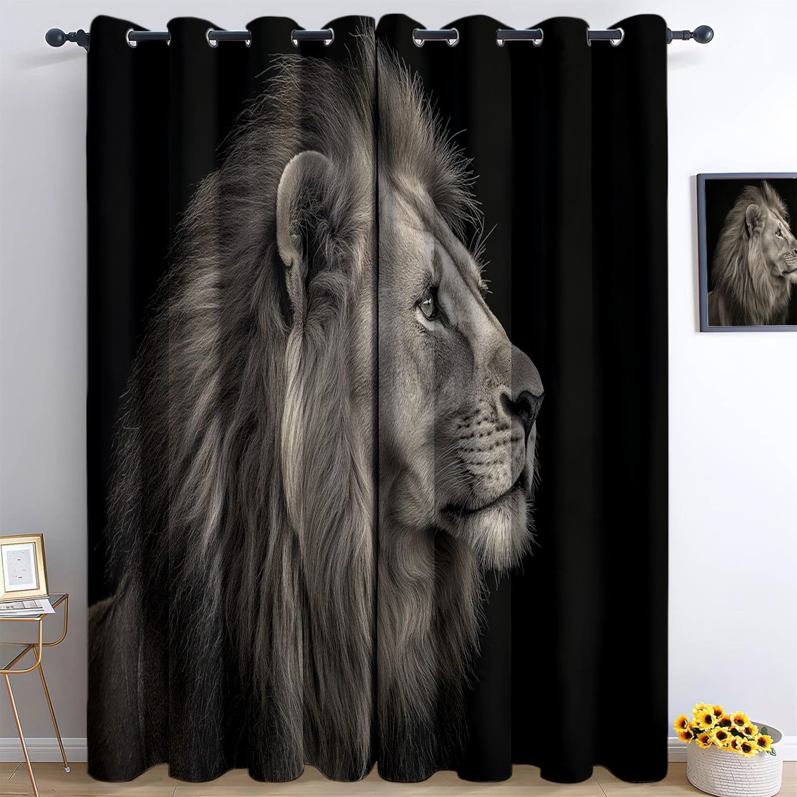Rideaux opaques thermiques lion occultant pour chambre enfant