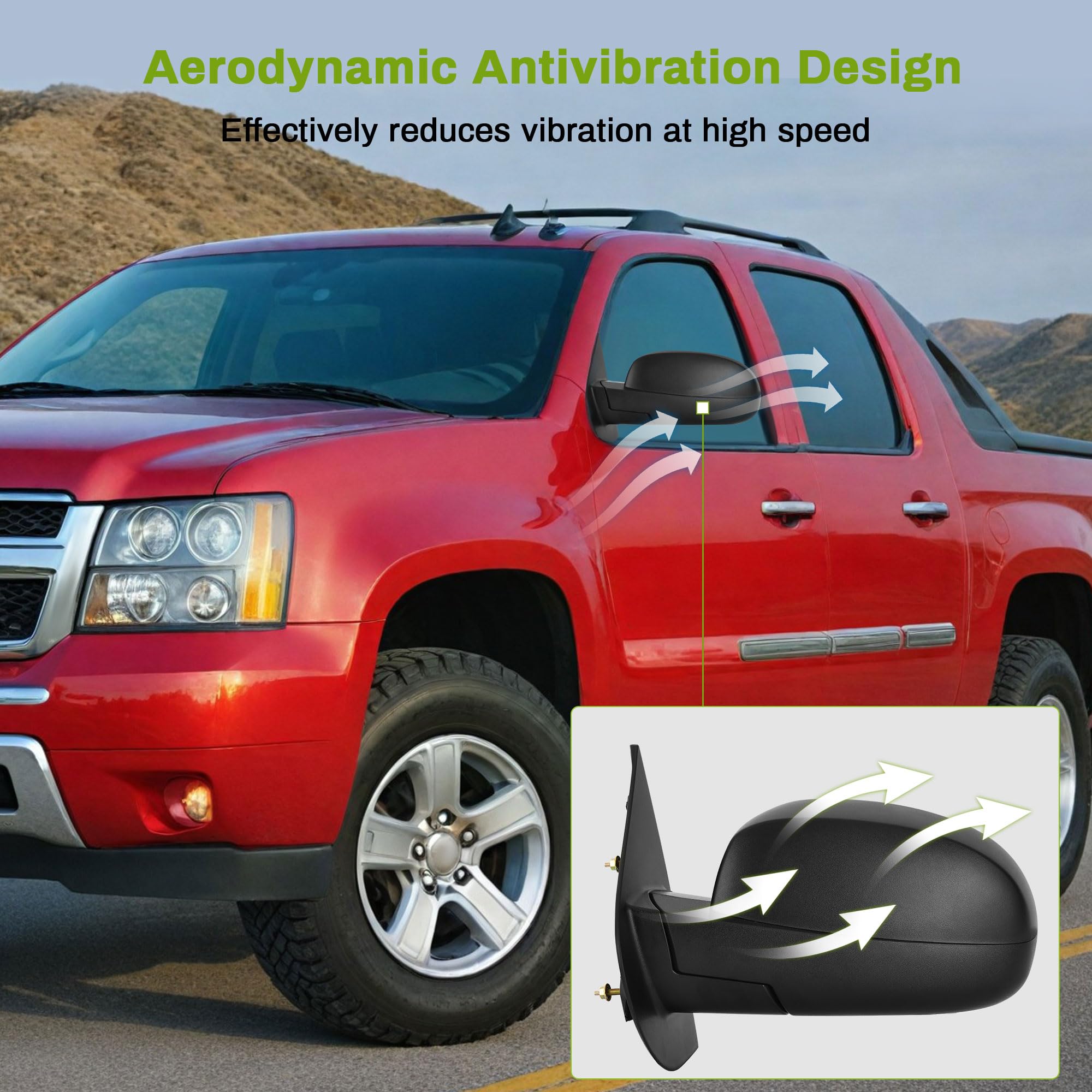 Mirror Silverado Left Side Power Heated Manual-Fold Mirror For 2007-2013 Chevy Silverado & Similar GM Trucks 2007 Chevy Silverado Mirrors - Foto 10