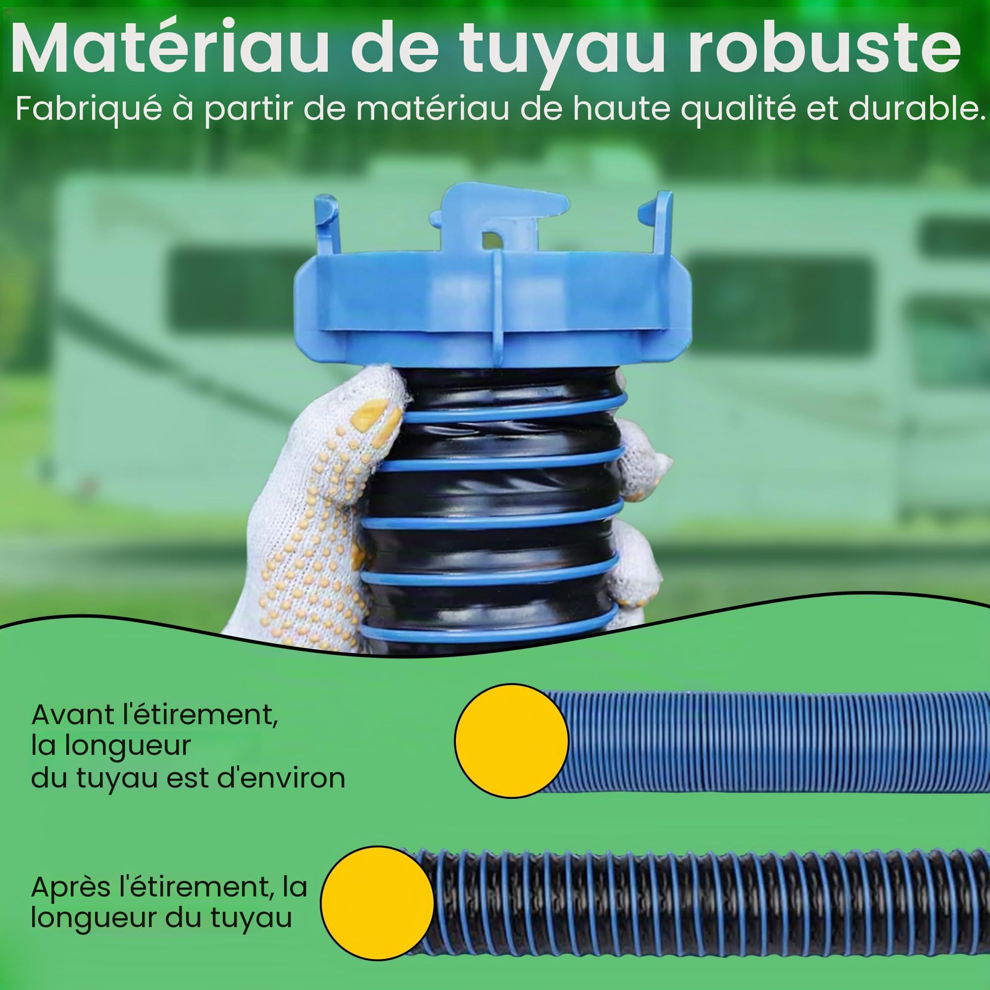 Offgridtec® Kit de tuyau d'évacuation pour camping-car sans outils pour évacuer l'eau résiduelle et les eaux usées