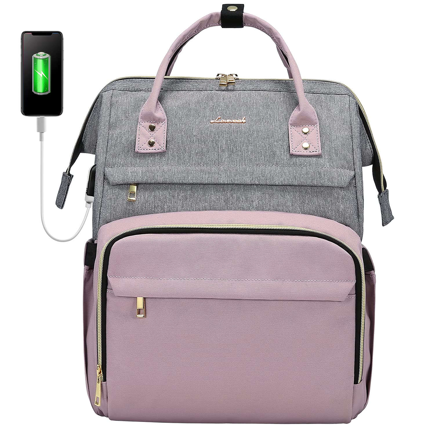 Photo 1 of LOVEVOOK Laptop Backpack for Women, Fits 17" Laptop, Grey-Light Purple