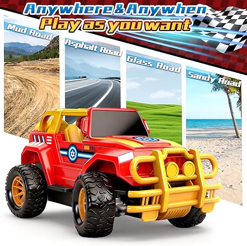 Miniatura 5 de Hymaz Coche de control remoto para niños 4-7, 8-12, 2.4Ghz escala 1:20, auto a control remoto, camión todoterreno con faro, para interiores y