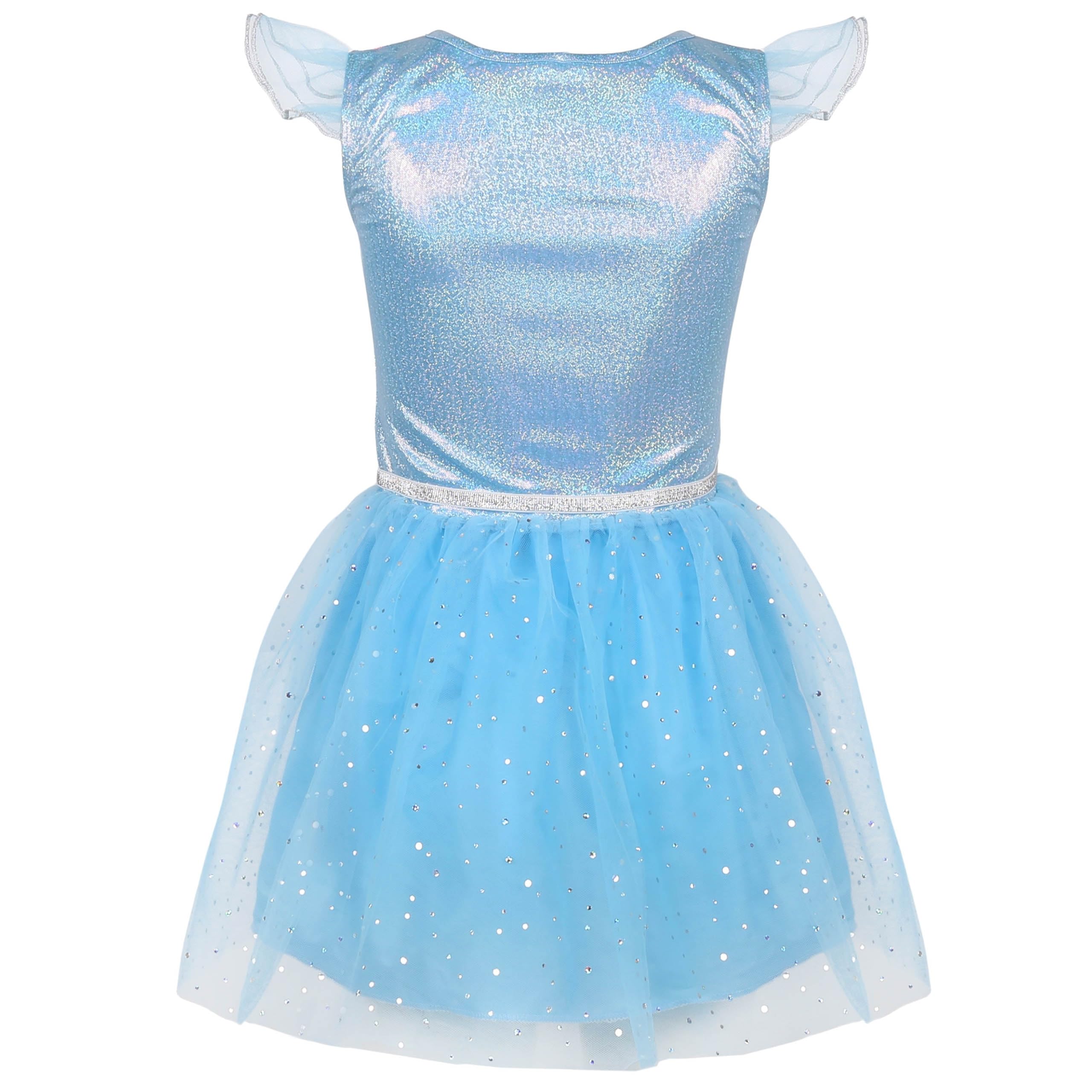 Frozen Anna Elsa Abito a Maniche Corte in Tulle Color Pesca, Abito da Bambina