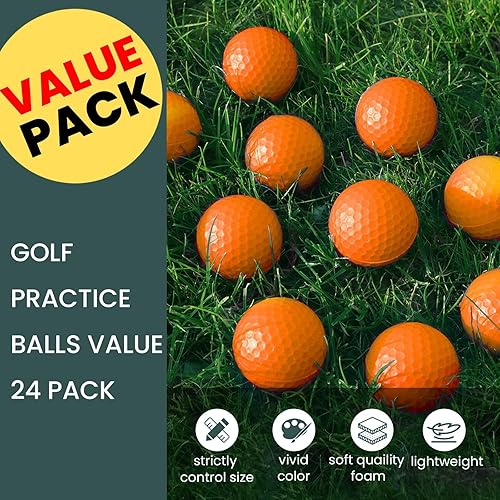 Miniatura 2 de FINGER TEN Pelotas de práctica de golf de espuma de colores, paquete de 12, 24, 50 unidades, pelota de golf ligera de vuelo limitado para interiores