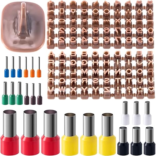 PAGOW 125pcs Clay Letter Stamp Set Polymer Pottery Craft Handmade Double Small Alphabet Number Perforator Indentation Round Circle Cutter Ceramics Dotting Baking Ring Mold Punch Tool for Kid Toy Gift