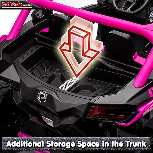 Miniatura 7 de sopbost Autos de juguete con licencia CAN-AM Maverick de 24 V y 2 plazas 4WD todoterreno con control remoto SXS UTV Vehículo eléctrico para niños,