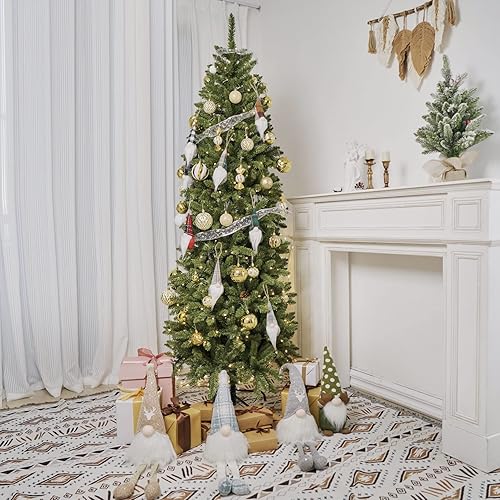 Miniatura 5 de Árbol de Navidad artificial preiluminado con soporte, luces multicolores, decorado para fiestas de vacaciones en el hogar, 5 pies