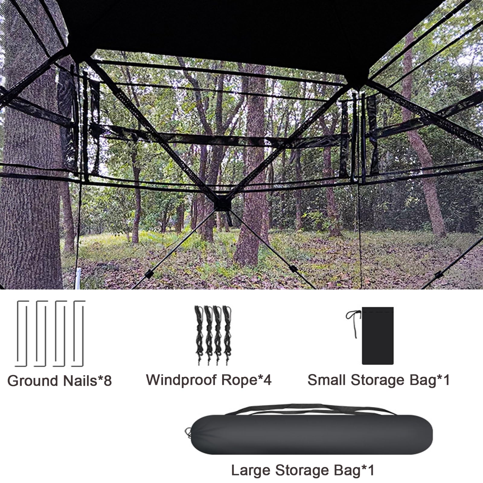 Tenda da Caccia con visibilità a 270° E Finestre Scorrevoli, Tenda da Terra Pop-up per 2-3 Persone per La Caccia a Cervi E Tacchini, Tenda da Caccia Portatile E Resistente