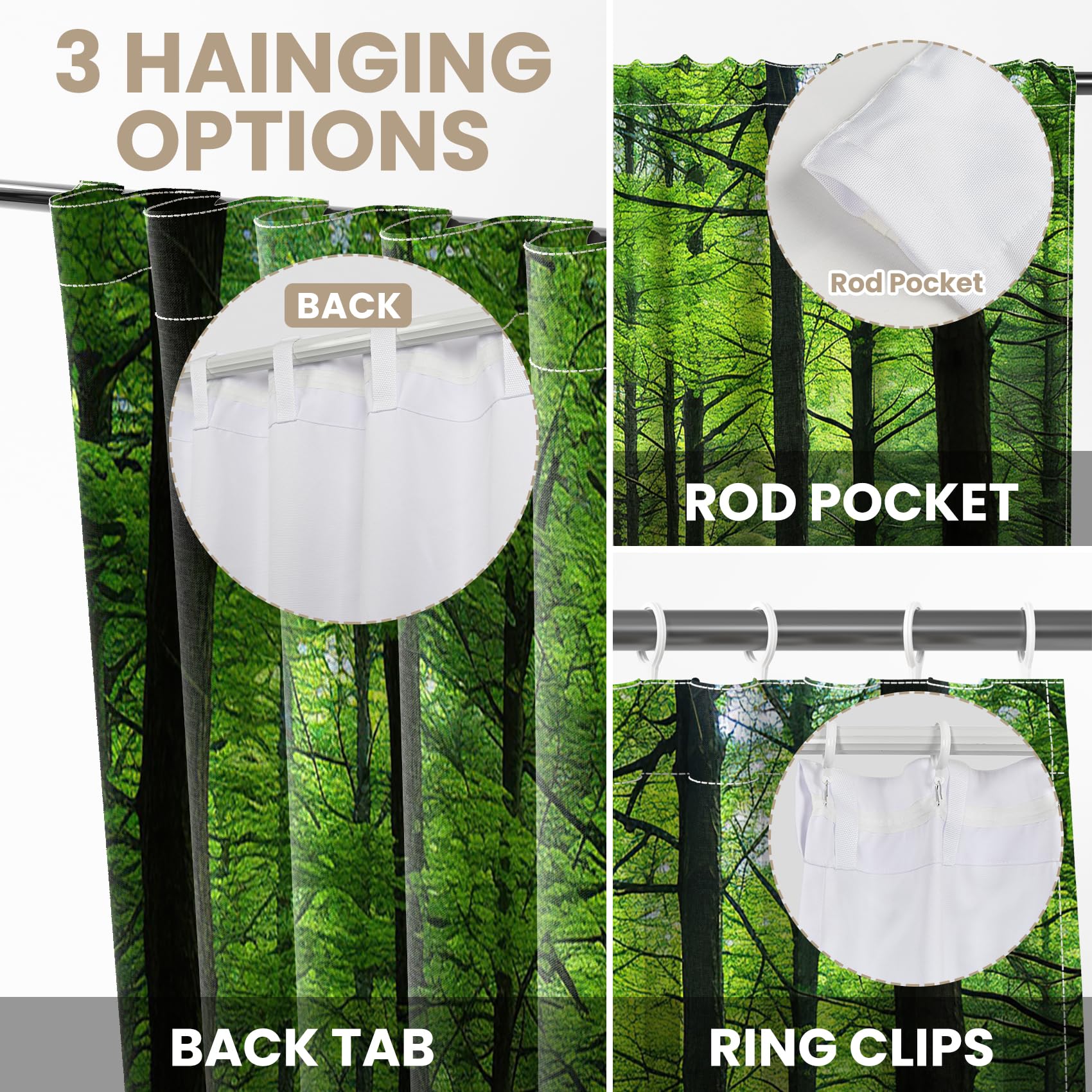 Kzzfqxb 132×214cm Forest Curtains Set of 2 Panels - Image 4