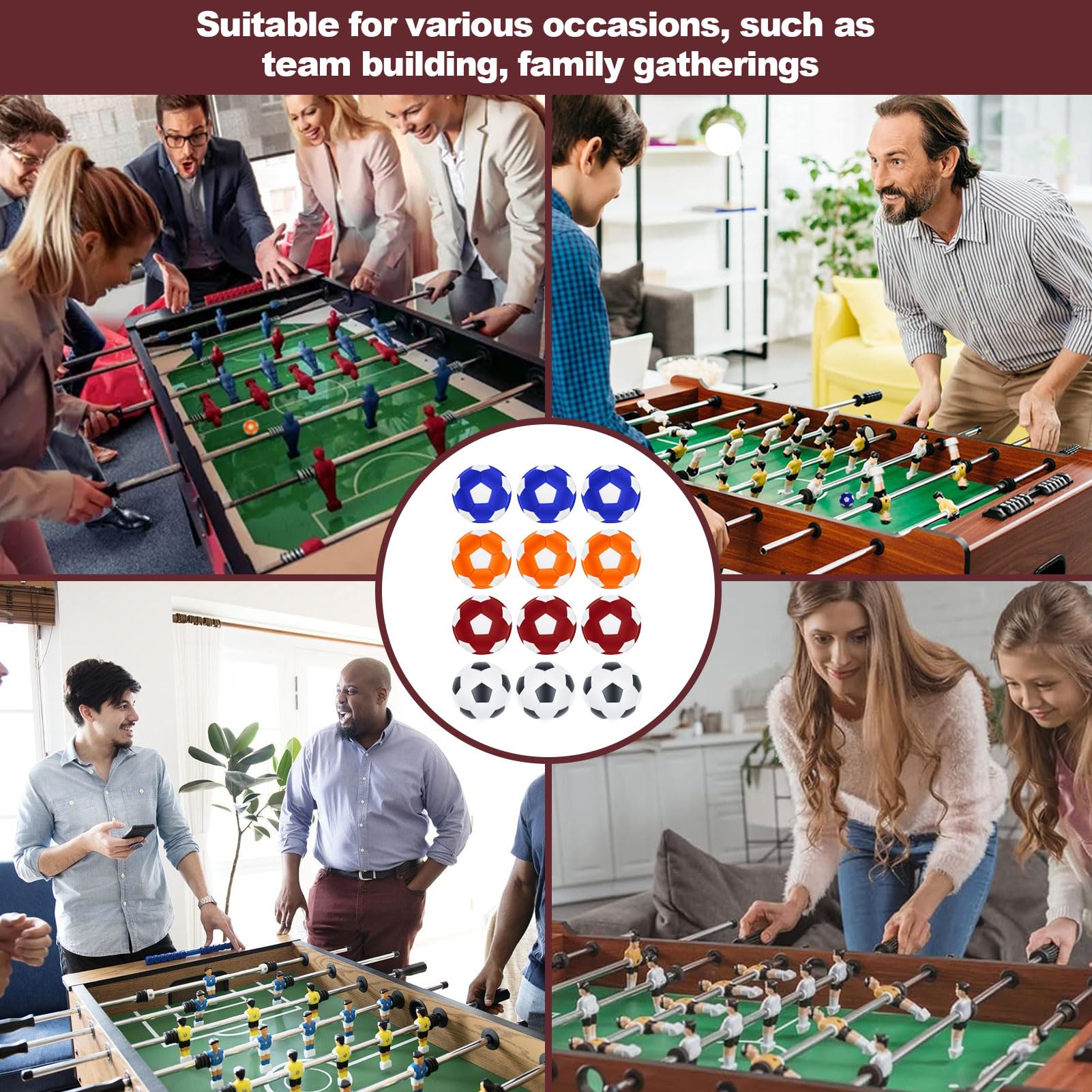12 Stück Kickerbälle,Kickerball,Tischkicker Bälle,Kicker Bälle,Mini Fussball,Tischkicker Ball,Tischfussball,Kicker Ball(32mm) Tabletop Football Aus Abs,4 Farbkombinationen