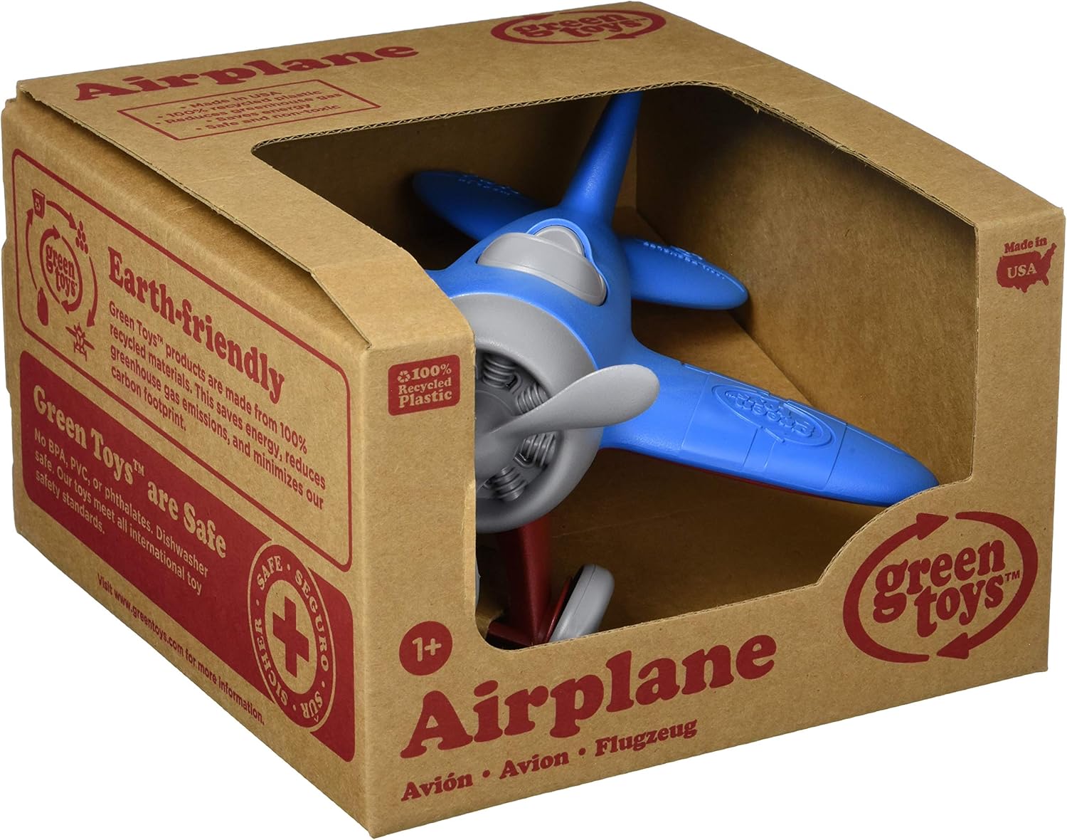 Green Toys Airplane, Blue/Red CB - Pretend Play, Motor Skills, Kids Flying Toy Vehicle. No BPA, phthalates, PVC. Dishwasher Safe, Recycled Plastic, Made in USA.