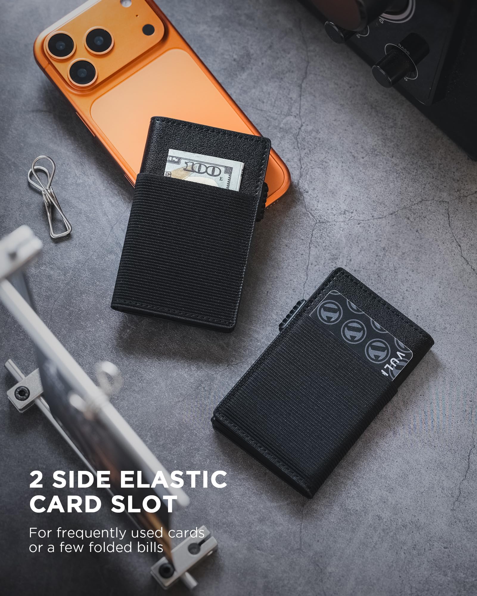 VULKIT Etui na karty męskie i damskie etui na karty blokujące RFID Portfel na karty męskie z zamknięciem magnetycznym, Czarny (Black), Minimalistyczny