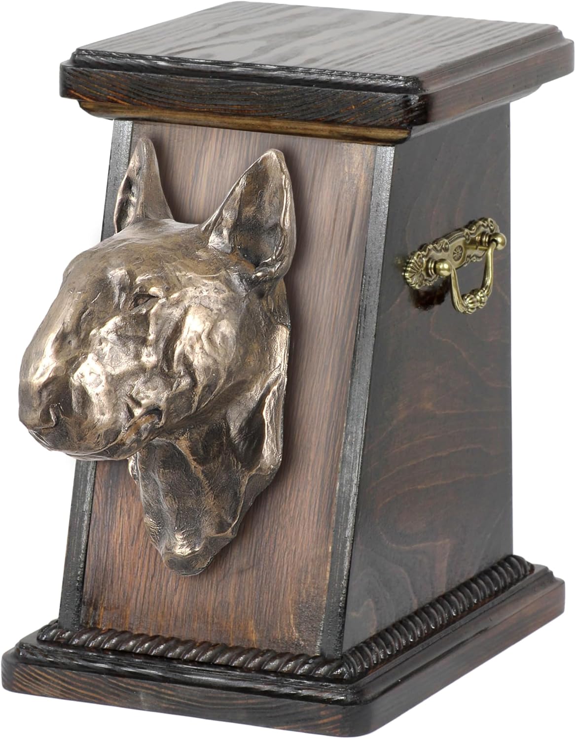 Art-Dog Custom Dog Memorial Urn – Handmade Memorial Box – Cold Cast Bronze Dog Head on Birch Base - Custom Dog Cremation Box – 19cmx32cmx30cm – Great Dane (uncropped)