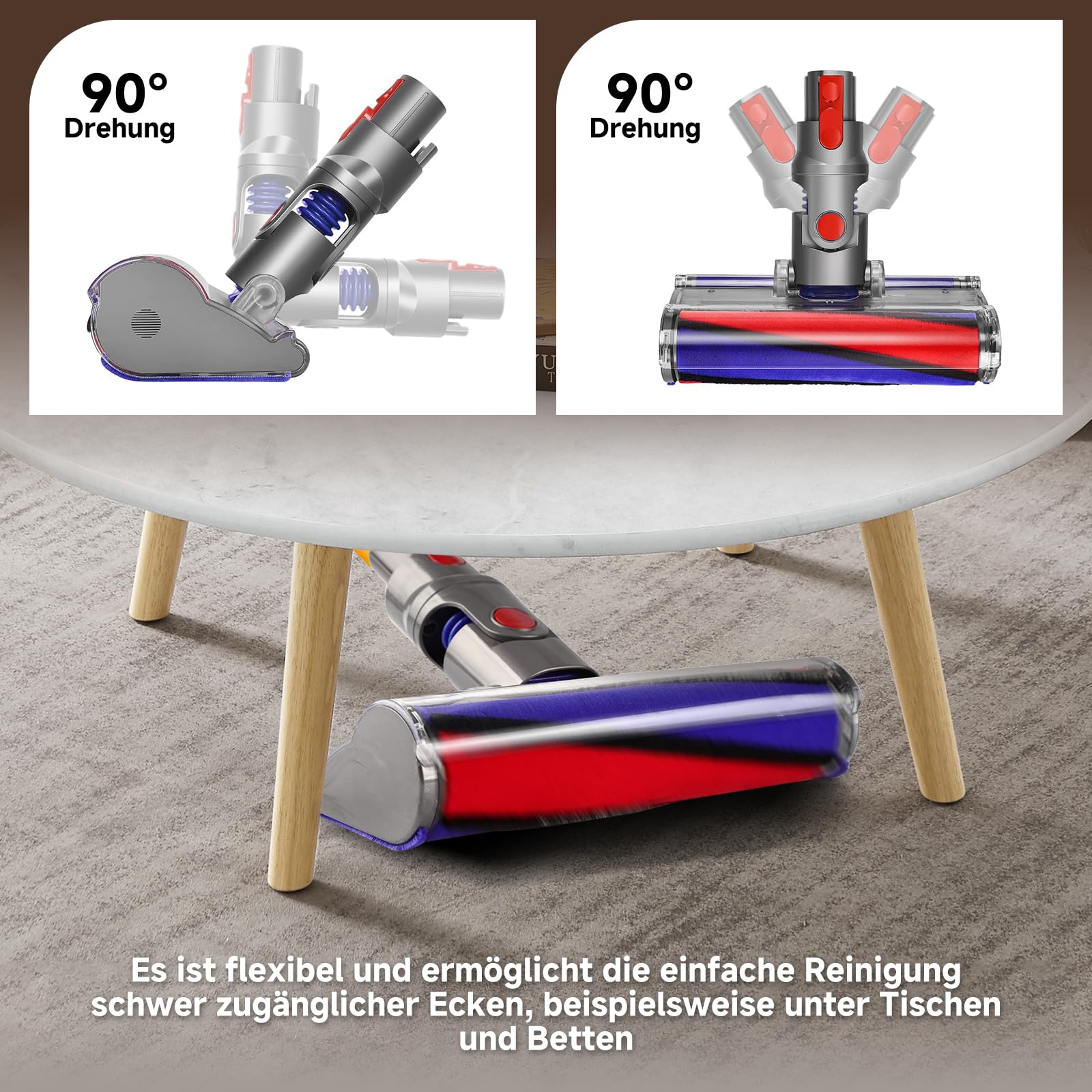 V11 Bodendüse für Dyson V15/V10/V8,bürste für dyson SV10/SV12/SV14, Harte Böden ersatzbürste,Soft Roller Bürste Aufsatz,fluffy bodendüse