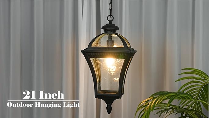 済　Dali zeyu 21-Inch Farmhouse Outdoor Pendant Light for Porch