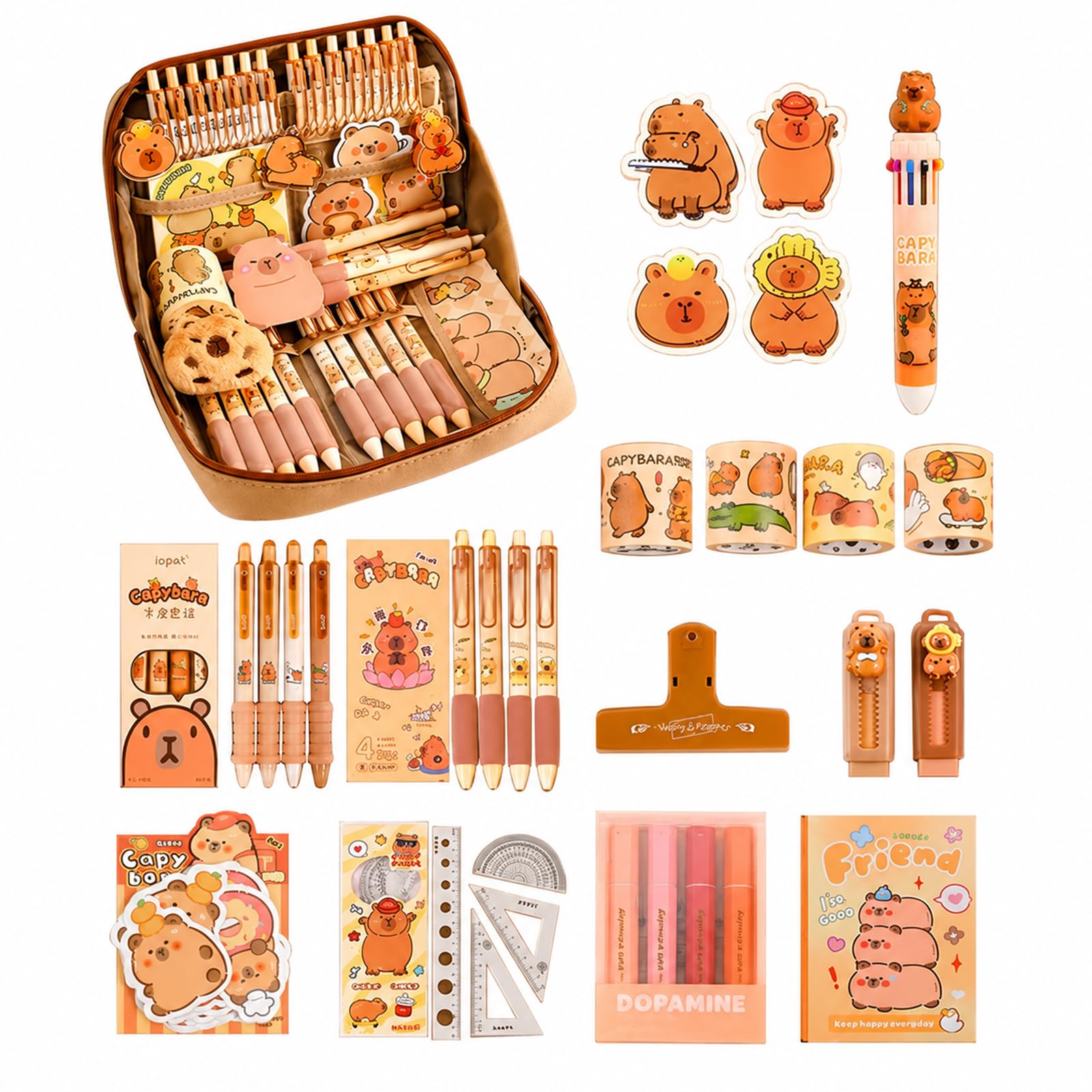 Heropen Capybara Pencil Case, Cute Capybara Stationery Set for Kids Gifts