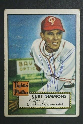Curt Simmons Phillies Autographed 1952 Topps #203 Signed Vintage Card