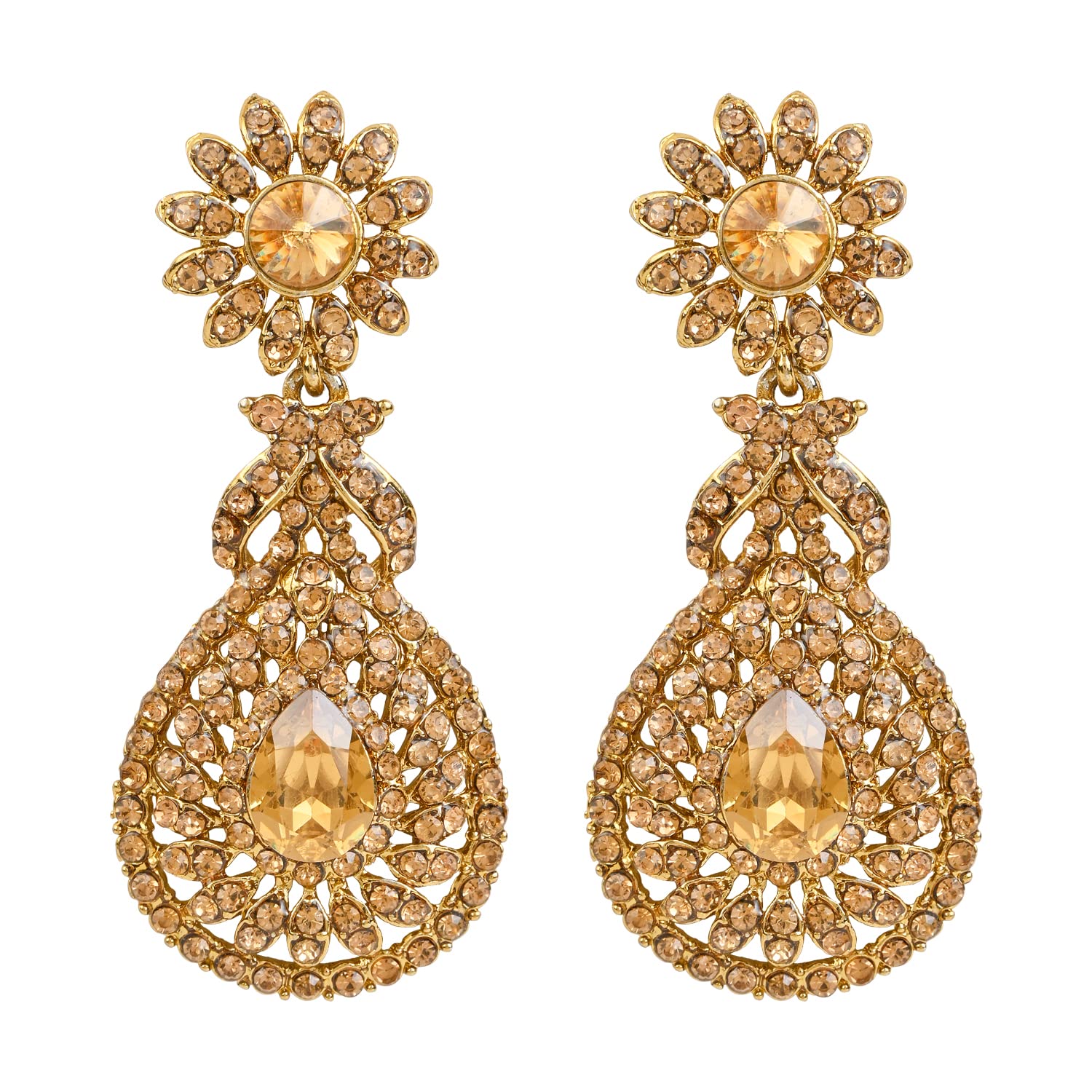 I Jewels Gold Plated White Stone Crystal Diamond Dangle Earrings for Women (E2100FL) (B0BK1K8Y6P) Amazon Price History, Amazon Price Tracker