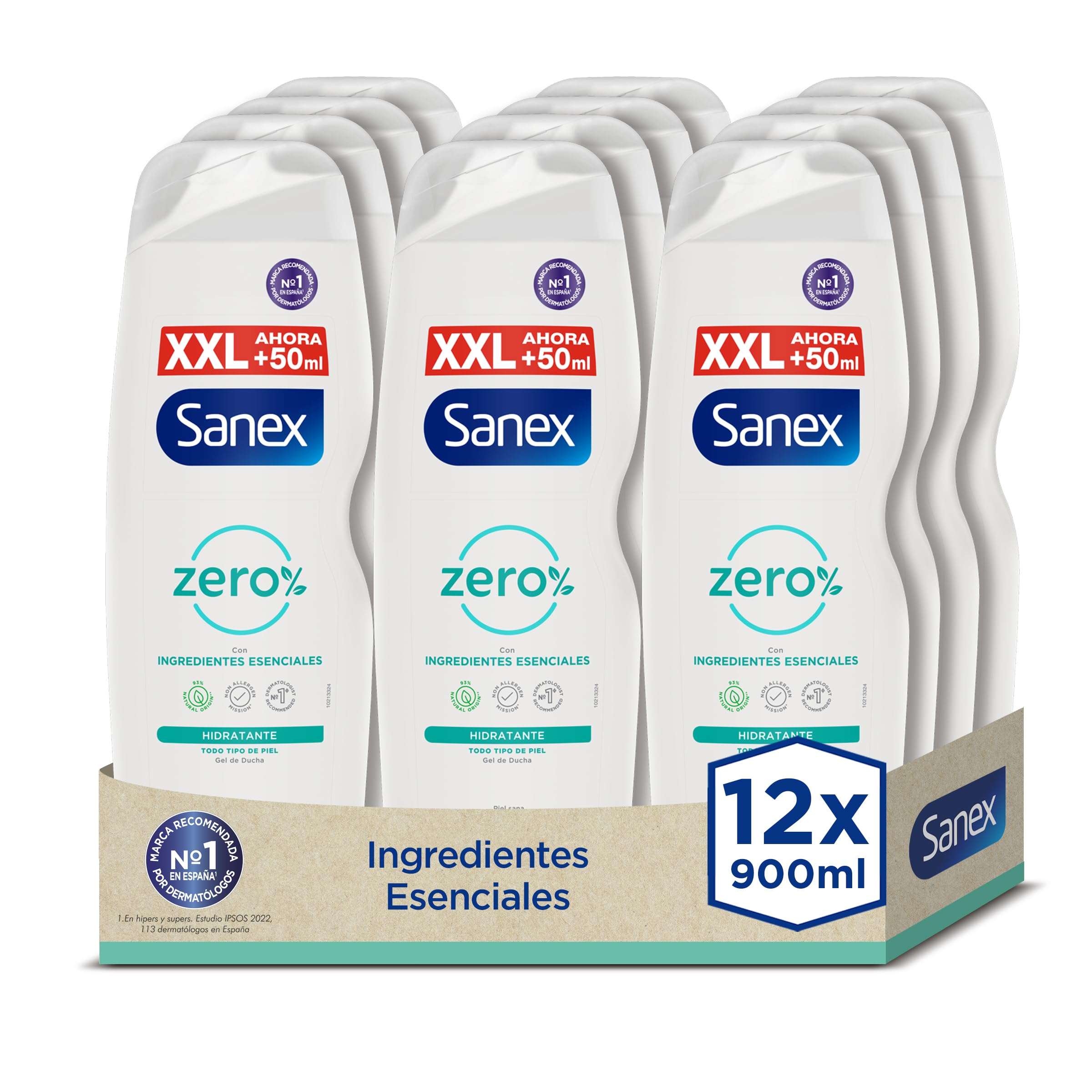 Sanex Gel de Ducha Neutro Hidratante (4x600 ml), con ingredientes esenciales, 0% sulfatos*, 0% jabón y 0% colorantes, para todo tipo de piel, hidratación duradera, tecnología triple acción — view 16