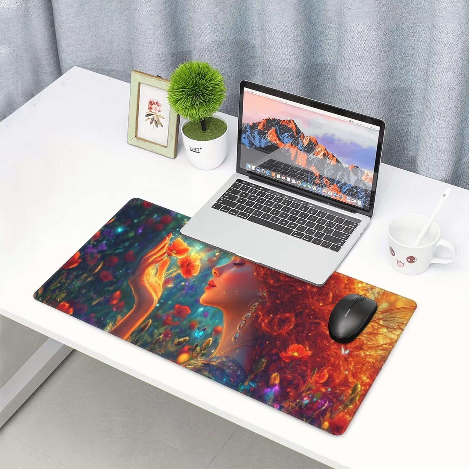 Żółta podkładka pod mysz XXL Beauty mata na biurko 1600 x 800 x 3 mm zmywalna podkładka do gier na laptopa, z antypoślizgową gumową podstawą do gier, PC, pracowników biurowych Y939