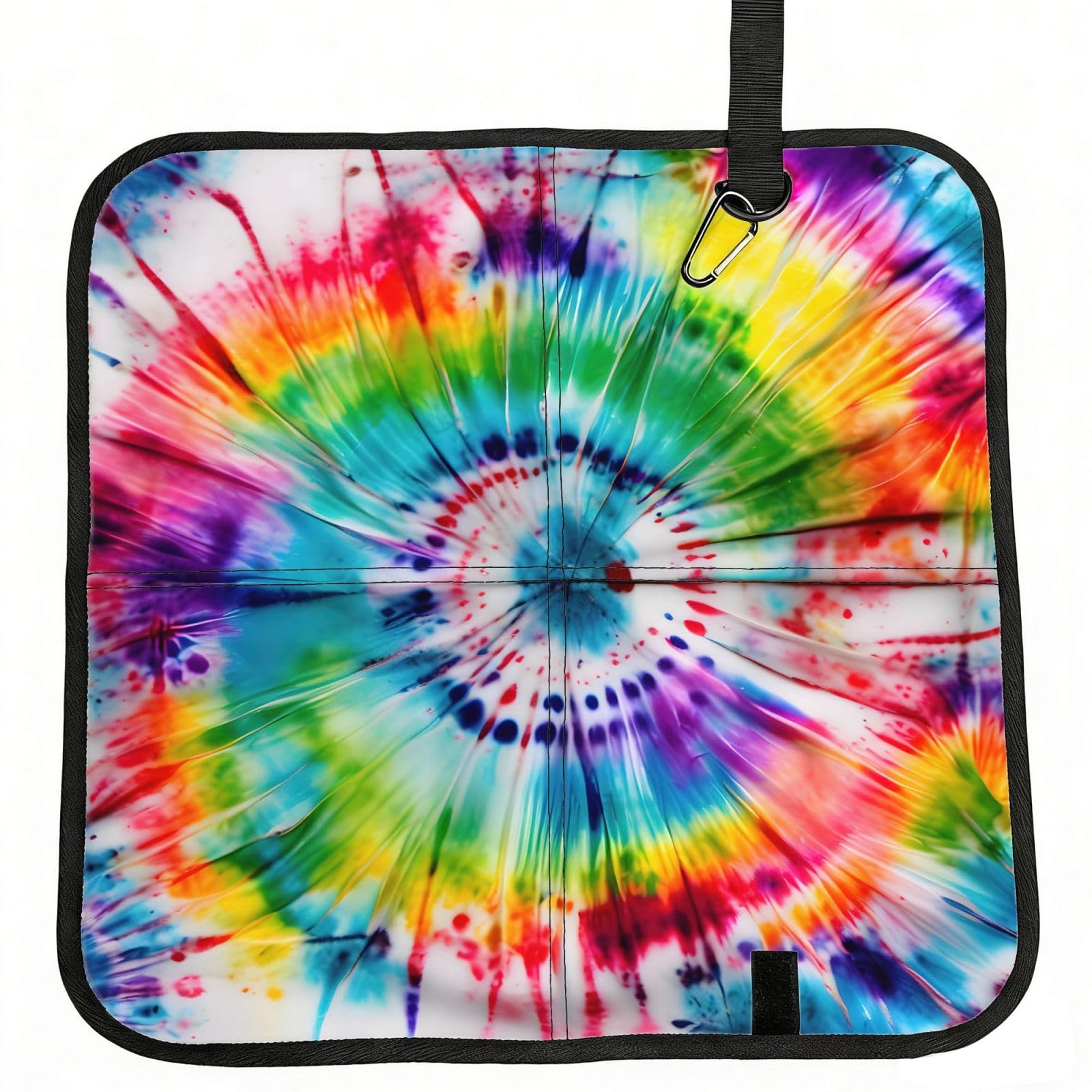 NImongt Tie Dye Hippies Print Portable Chair Pad Foldable Seat Cushion Outdoor Seating Office Picnic Camping
