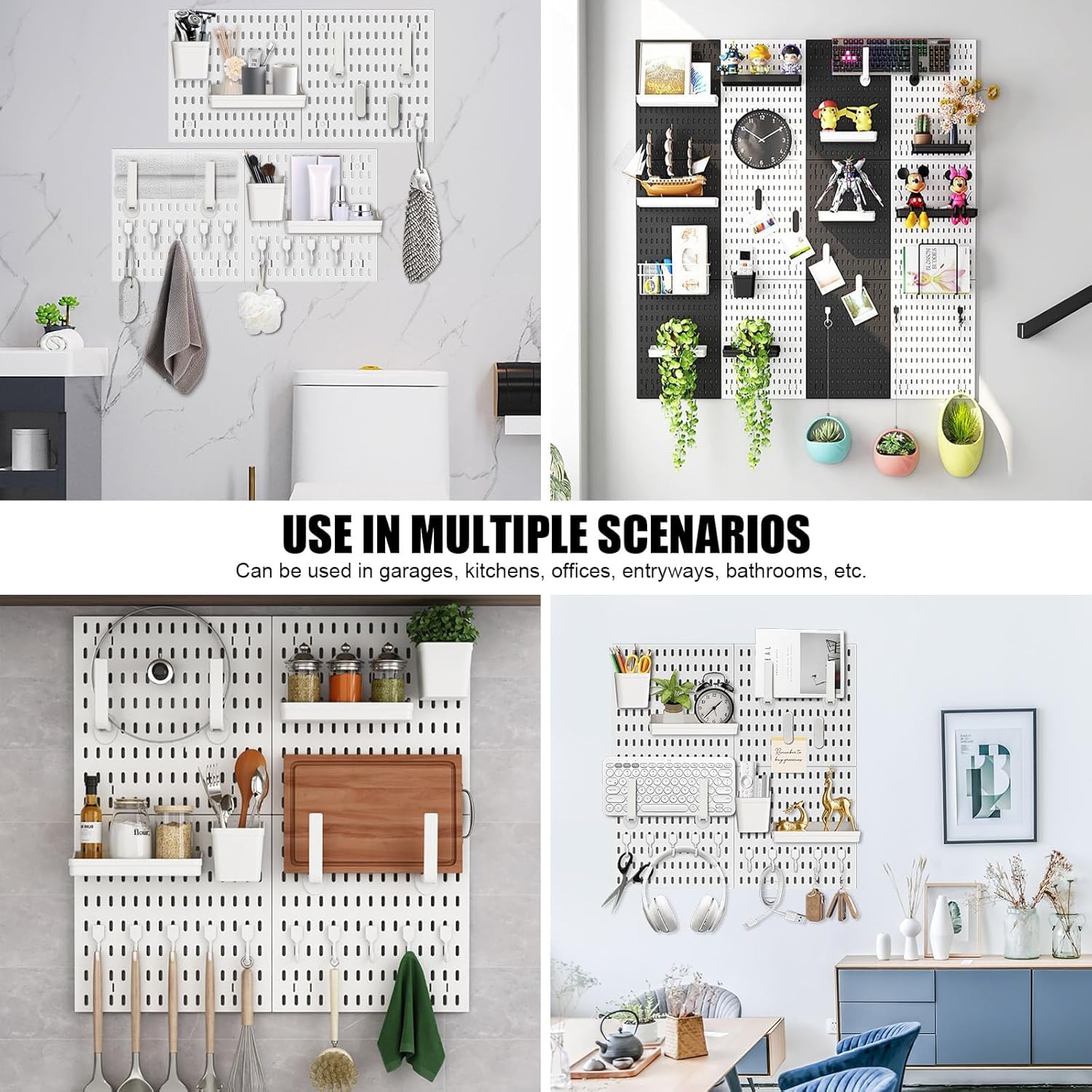 Stecktafel Set mit 4 Stecktafeln (30x30cm) + 20 Zubehör für Raumaufbewahrung, Organisation und Dekoration, Freie Kombination und Einfache Installation (Weiß)