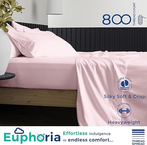 Miniatura 2 de Fundas de almohada de algodón 100% egipcio de 800 hilos, juego de 2 fundas de almohada King Blush, almohadas de algodón 100% natural puro de larga