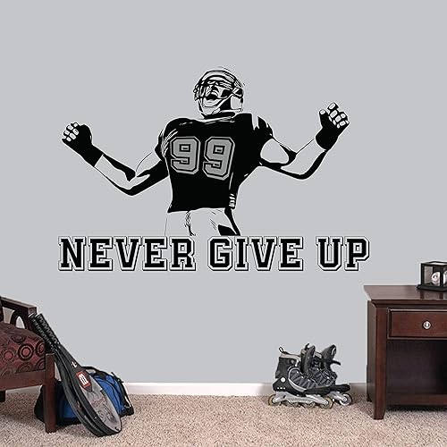 Bestdecor4you Calcomanía de pared personalizada de fútbol  Números personalizados nunca te rindas  Elige tu nombre. Calcomanía de vinilo para disponible en Yaxa Costa Rica