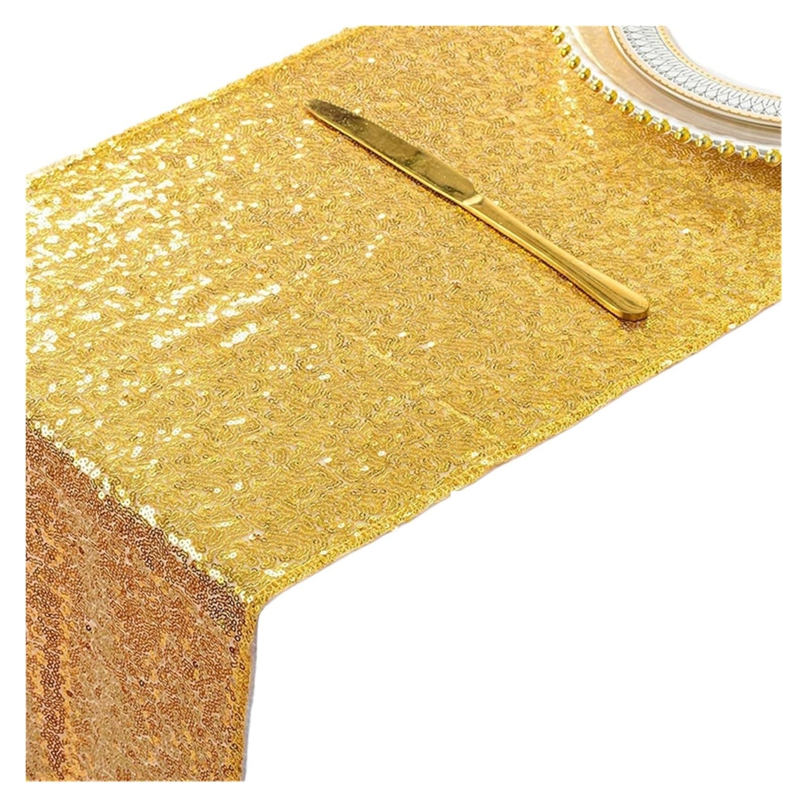 Disco Table Runner Glitter Sequin Table Runner Wedding Dining Decorations For Shower Girl Birthday Party Sparkling(Golden,30x275cm)