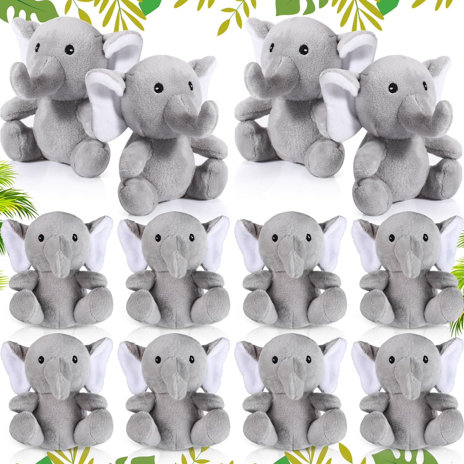 12 Pcs Mini Elephant Stuffed Animals 4 Inches Small Cute Soft Forest Plush Elephant Toys for Boys Girls Baby Shower Decorations Elephant Themed Birthday Party Supplies(Gray)