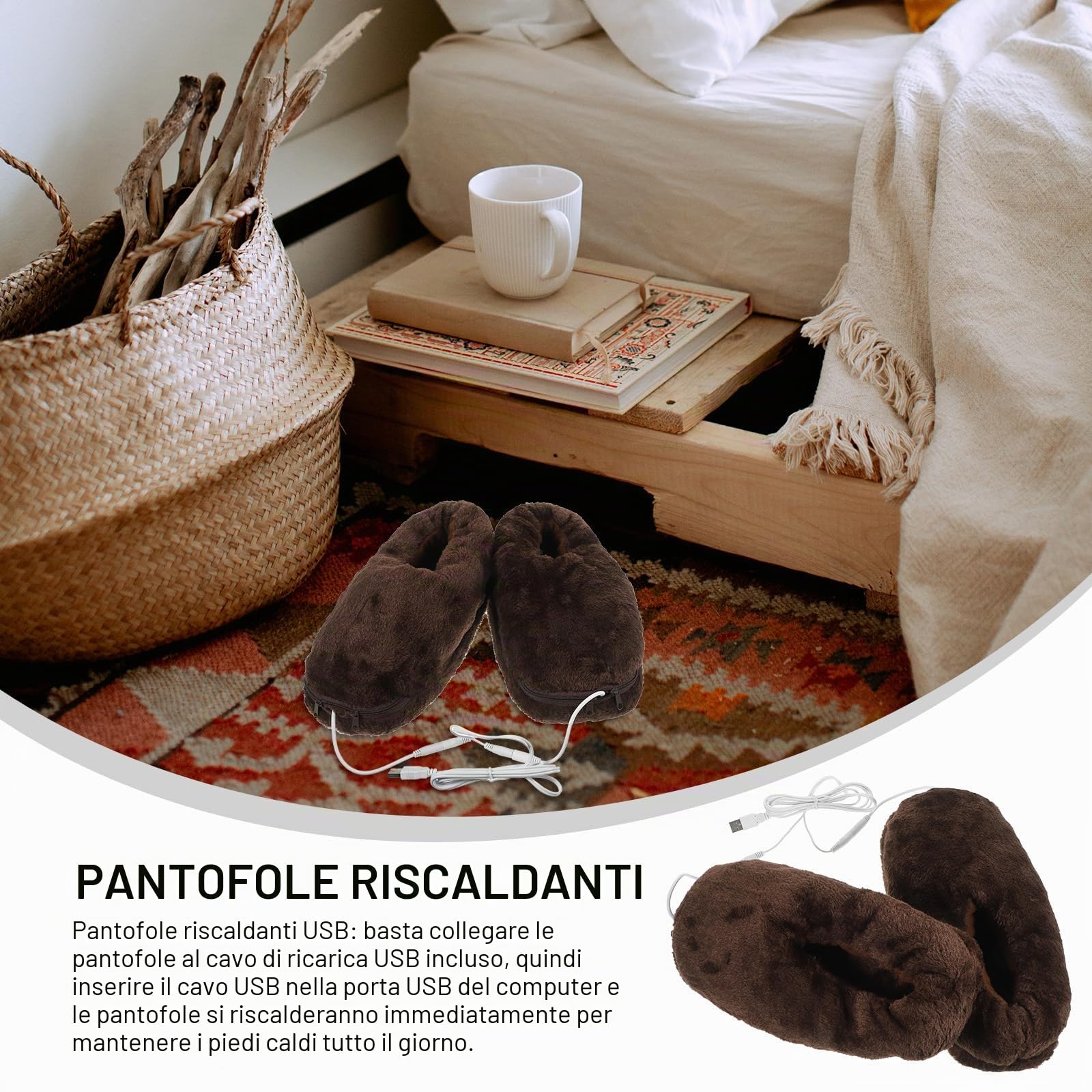 Healifty Pantofole riscaldanti elettriche USB scaldapiedi scarpe riscaldate elettriche scarpe invernali per adulti marroni (medio), Nero , Medium