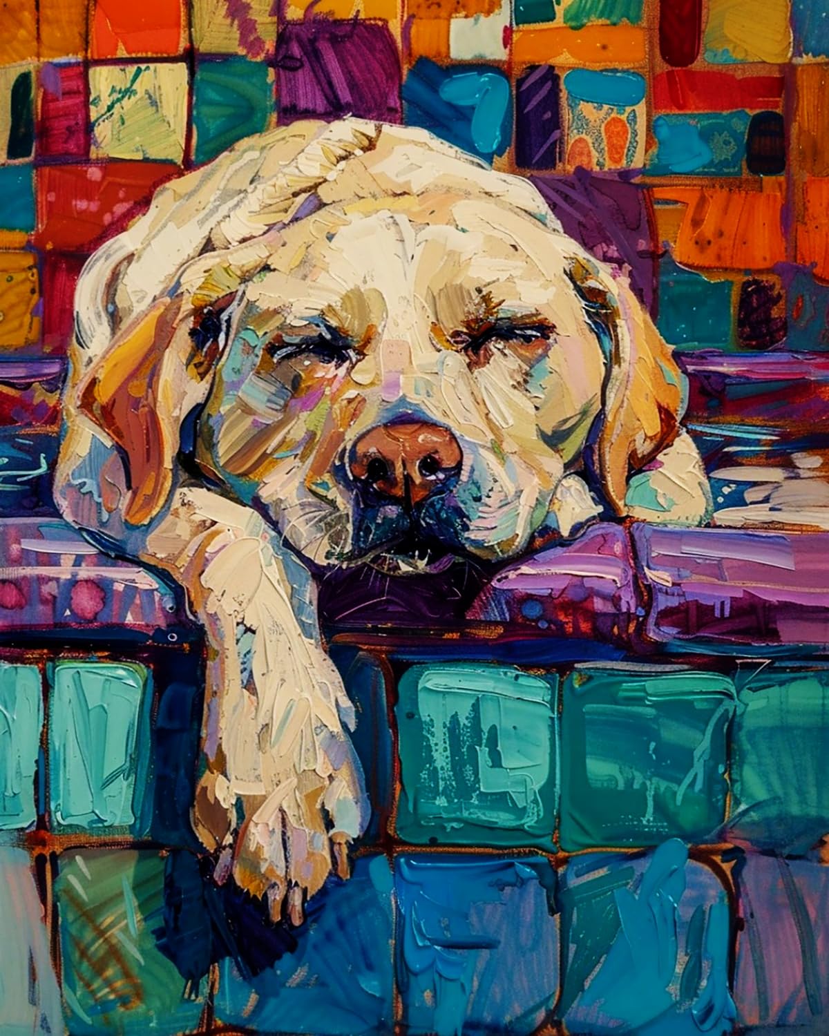 LIUBAISHI Paint by Numbers for Adults, Sleeping Labrador Dog, 40x50 cm Acrylic Canvas Painting Kit with Brushes and Paints
