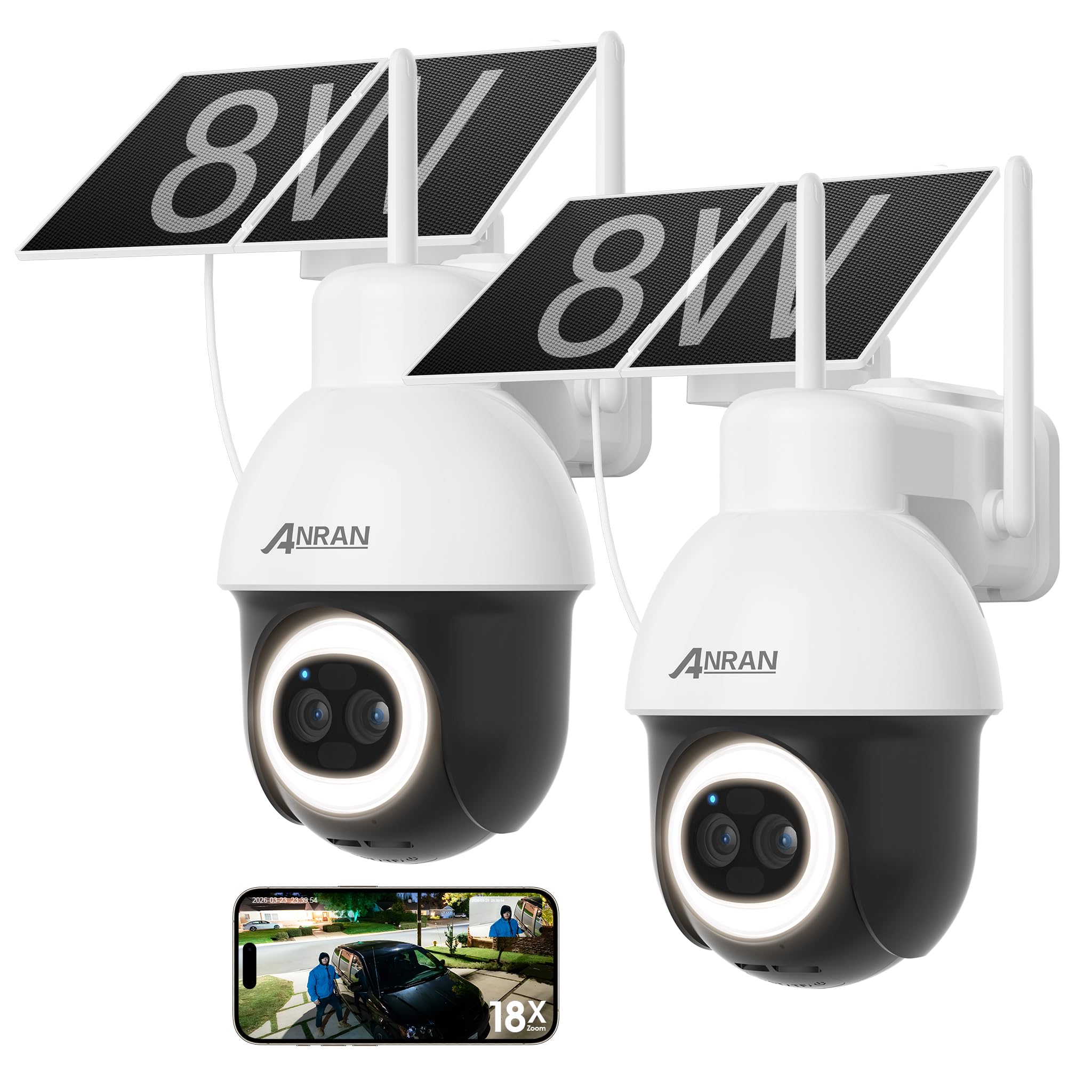 ANRAN Solar Security Camera Outdoor 24/7 Recording