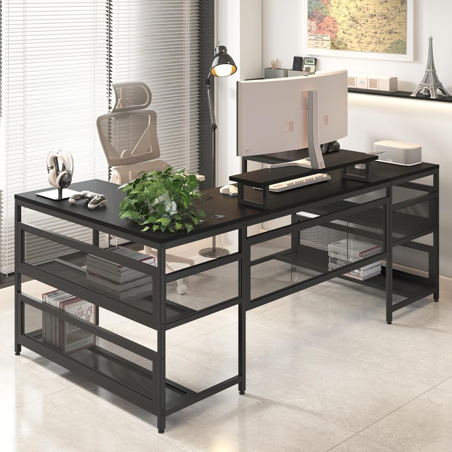 Star20XX U Shaped Desk with Power Outlets & Led Strip