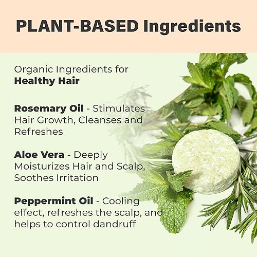 Miniatura 3 de Relaxcation Barra de champú sólido orgánico de romero y aloe vera para el crecimiento del cabello, refrescante e hidratante, champú de hierbas con