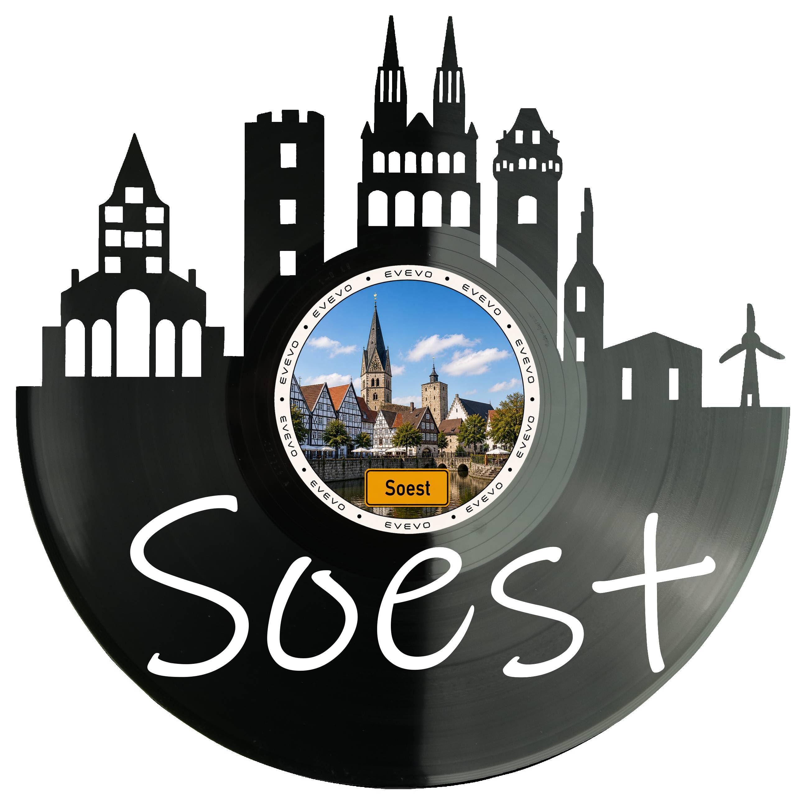 EVEVO D0069 - Decorazione da parete in vinile, soggetto: skyline della Westfalia, regalo per gli appassionati di Soest, Città Hansestad, amanti della pietra arenaria verde