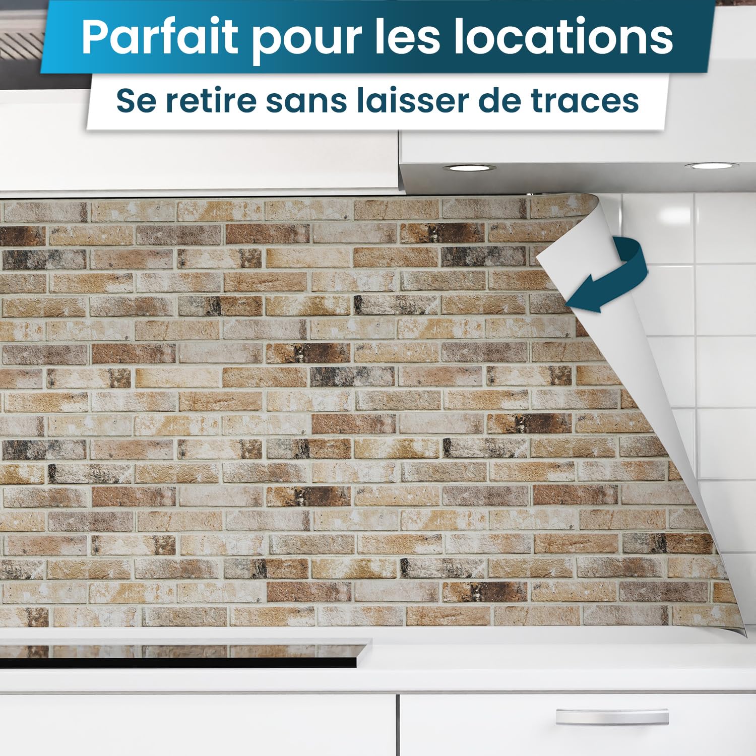 danario danario Adhesive Splashback for Kitchen - Decorative Wall Sticker | Kitchen Wall Protector | Decorative Matt Look | 0.4 mm - Bricks - Sample in use