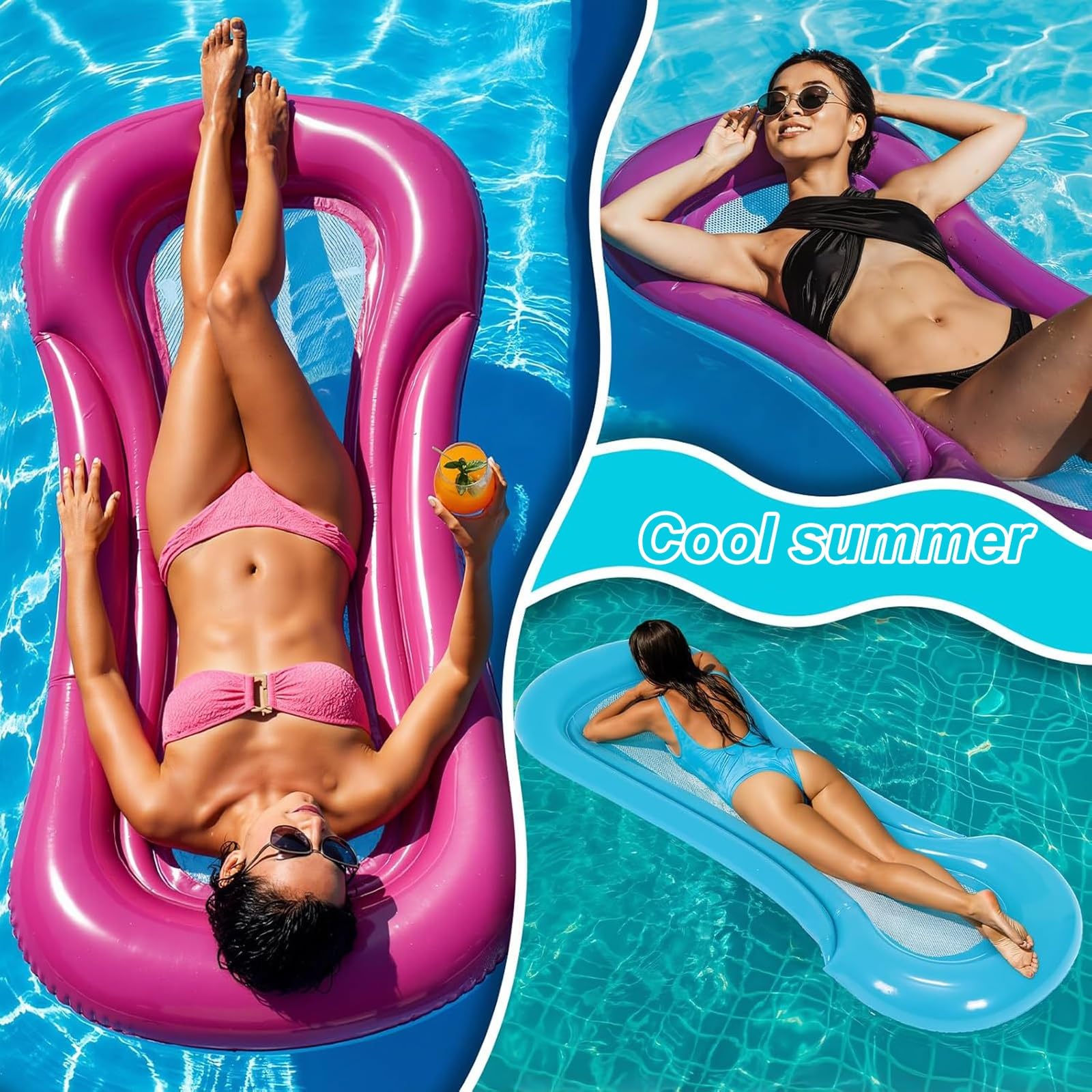 Hamaca Piscina Flotante, Pool Float | Diseño de Malla Transpirable, Fácil de Transportar, para la Playa y el Río