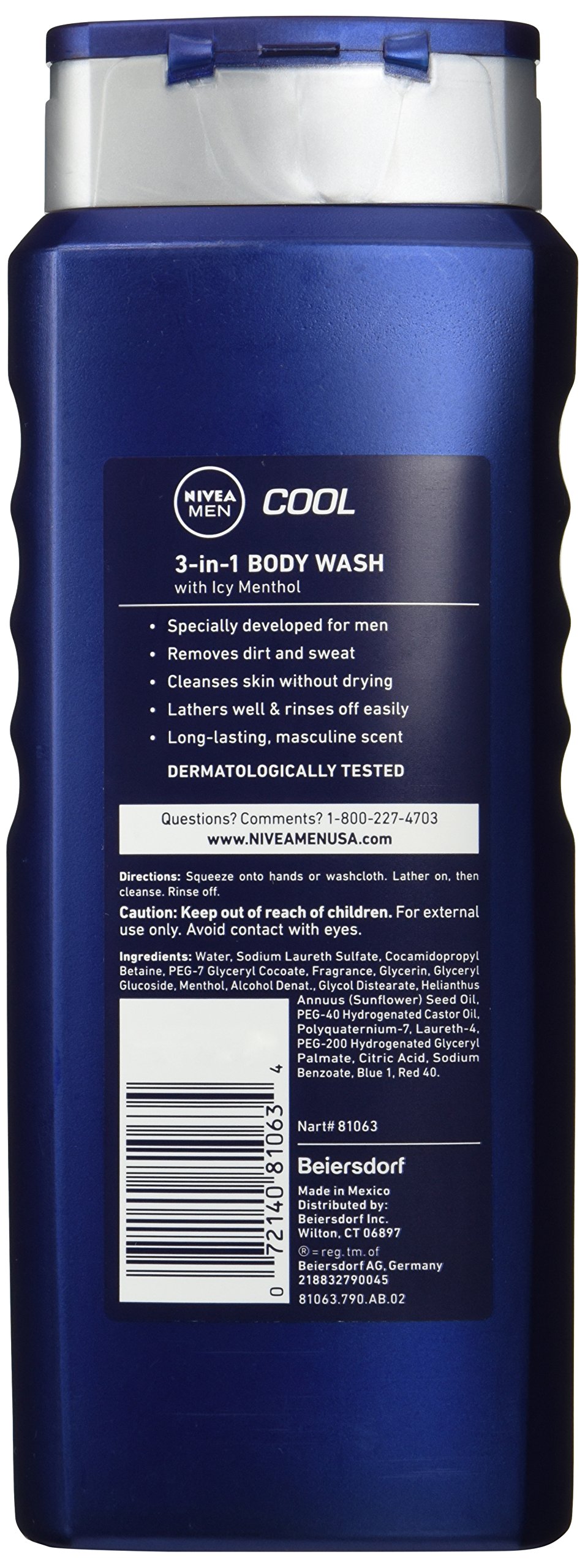 Nivea Mens Cool Body Wash Size 16.9z