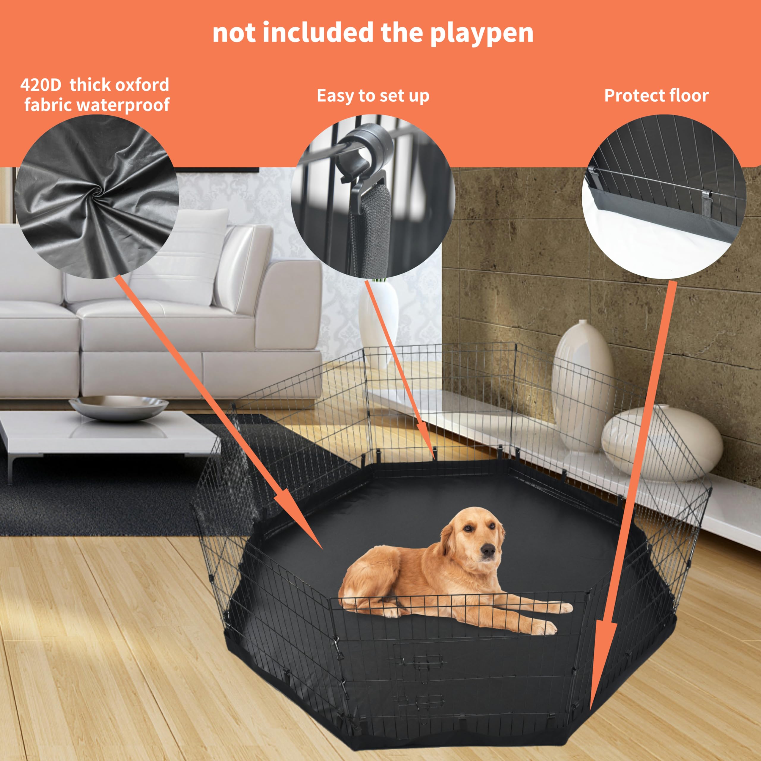 Zuisfau Octagonal Pet Pen Base Mat - Specifically for 8-Panel 24-Inch Width Enclosures! (Note: Mat Only, No Pen Included!) - Image 4