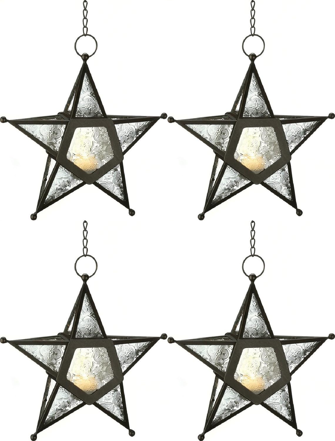 Smart Living Company 4 Hanging Clear Glass Five Pointed