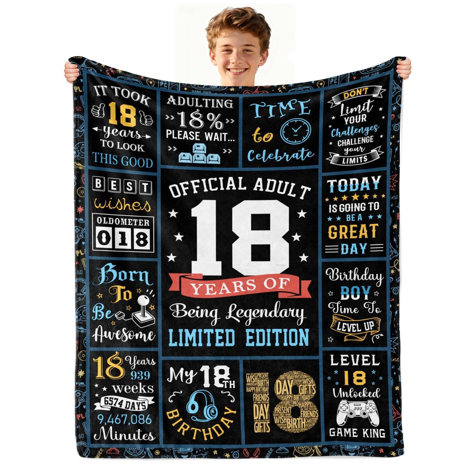 Twirush Boys Black Birthday Gifts For 18Th Birthday Gifts 150X130cm, Son Gifts From Mum Dad, Game Gitft For Brother, Teenages And Sons On Birthday, Chrismas