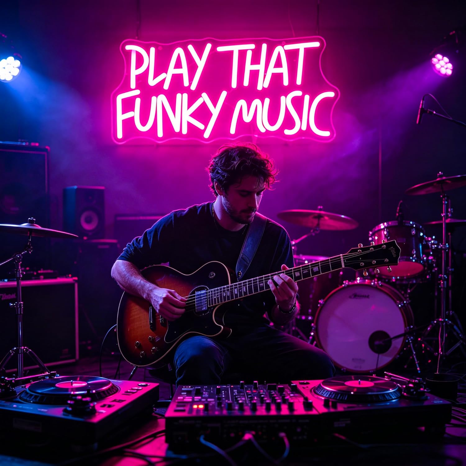 Neon Sign, Play That Funky Music Neon Signs for Wall Decor Neon Pink LED Signs Room Neon Light Up Signs Home Decor for Business Bedroom Club Party Bars Shop USB Operated