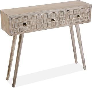 Versa Anish, tavolo da ingresso per ingresso, in pino, marrone, 81,5 x 25 x 97 cm, 3 cassetti