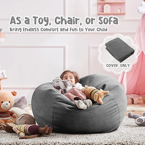 Miniatura 118 de Nobildonna - Funda para silla de puf (relleno sin relleno) de nido de pájaro para niños y adultos. Puf extra grande para almacenamiento de animales