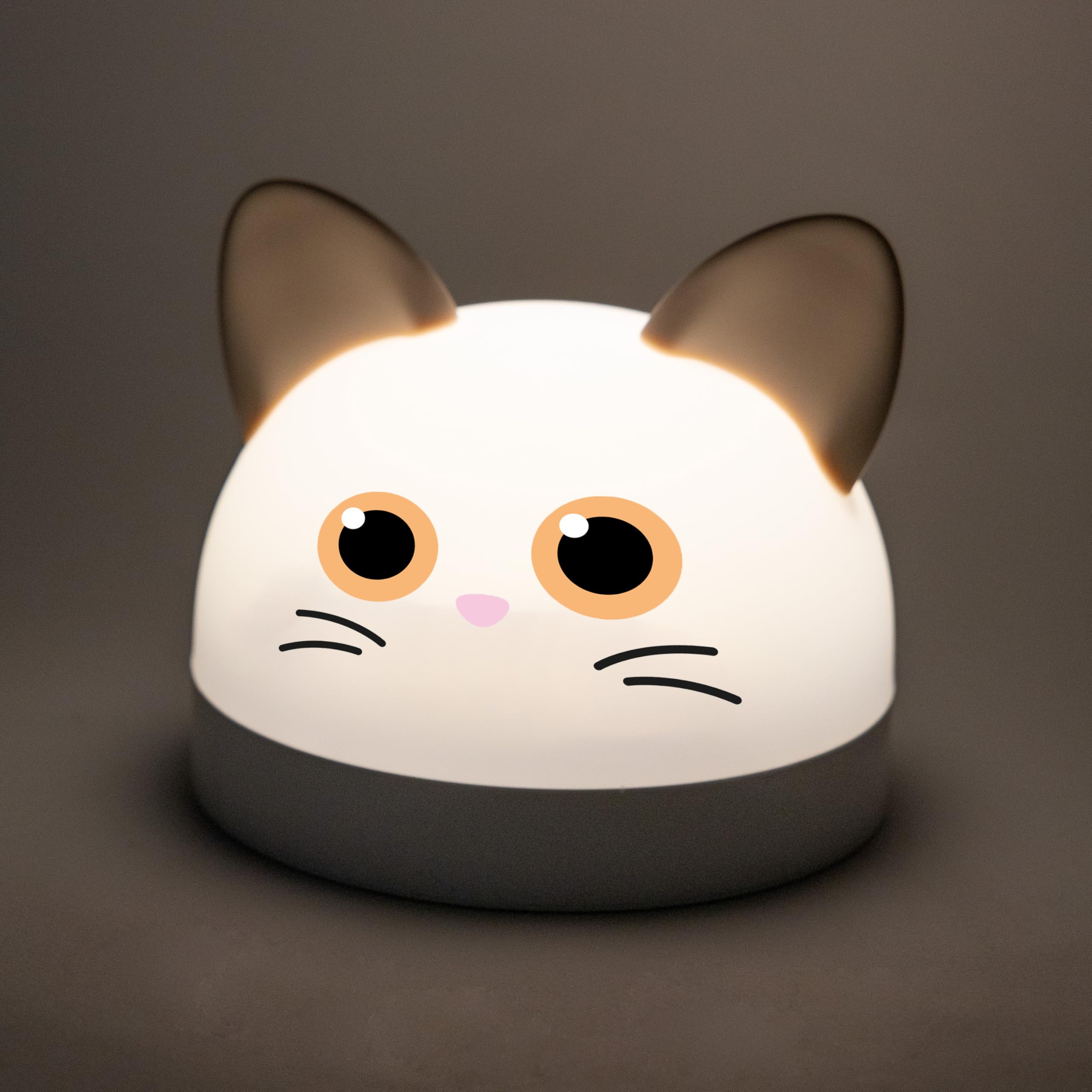 Fisura – Luz Nocturna Infantil Gato. Reloj Despertador con luz Nocturna para niños. Reloj con Pantalla LED. Quitamiedos con Brillo Ajustable. Regalo Infantil Original.