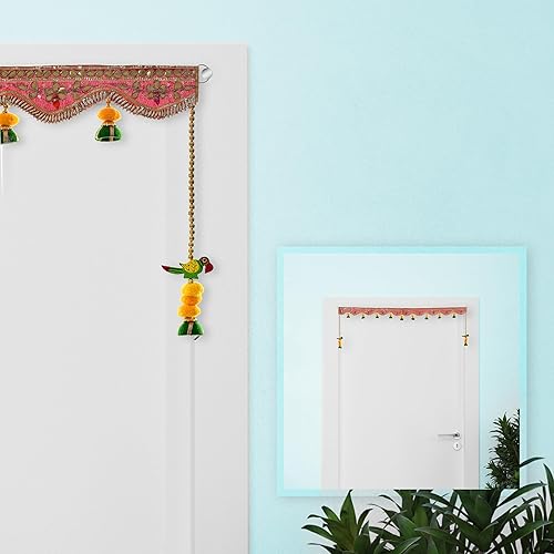 Miniatura 8 de Toran Bandanwaar Gota - Cuentas de pompón para colgar para el hogar, pared, puerta, templo, festival, boda, fiesta, decoración y regalo (rosa)