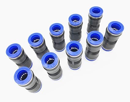 PU10 Quick Fitting, Push to Connect Straight Pipe Tube Fittings, 10mm 3/8 Pneumatic Air line Connector 10Pcs